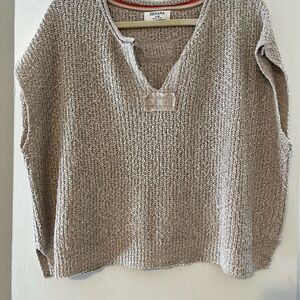 Zenana Outfitters Cream V-Neck Sweater Classic Knit